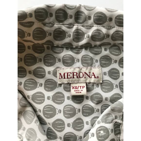 Merona Button Up Long Sleeve Shirt Gray Air Balloon Print - Picture 13 of 14